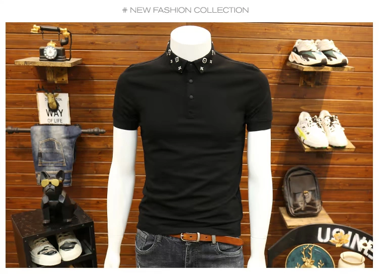 Xu hướng hè nam áo sơ mi POLO Hàn Quốc Slim 2019 mới ve áo nam ngắn tay áo thun nam đẹp trai nửa tay - Polo áo polo dài tay