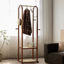 Solid Wood hanger rack multifunctional hanger floor bedroom simple modern strong door coat rack Rattan