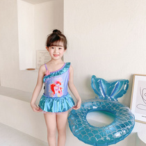 Summer New Pint Girl Lotus Leaf Skirt Swimsuit Pink Bellini Swimsuit Woman Baby Blue Mermaid Swimsuit
