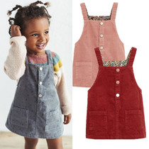 Z Family Vest Dress Girl Spring Autumn Lamp Core Suede Harness Skirt Baby A Character Vest Skirt 1-2-3-4-5 years old