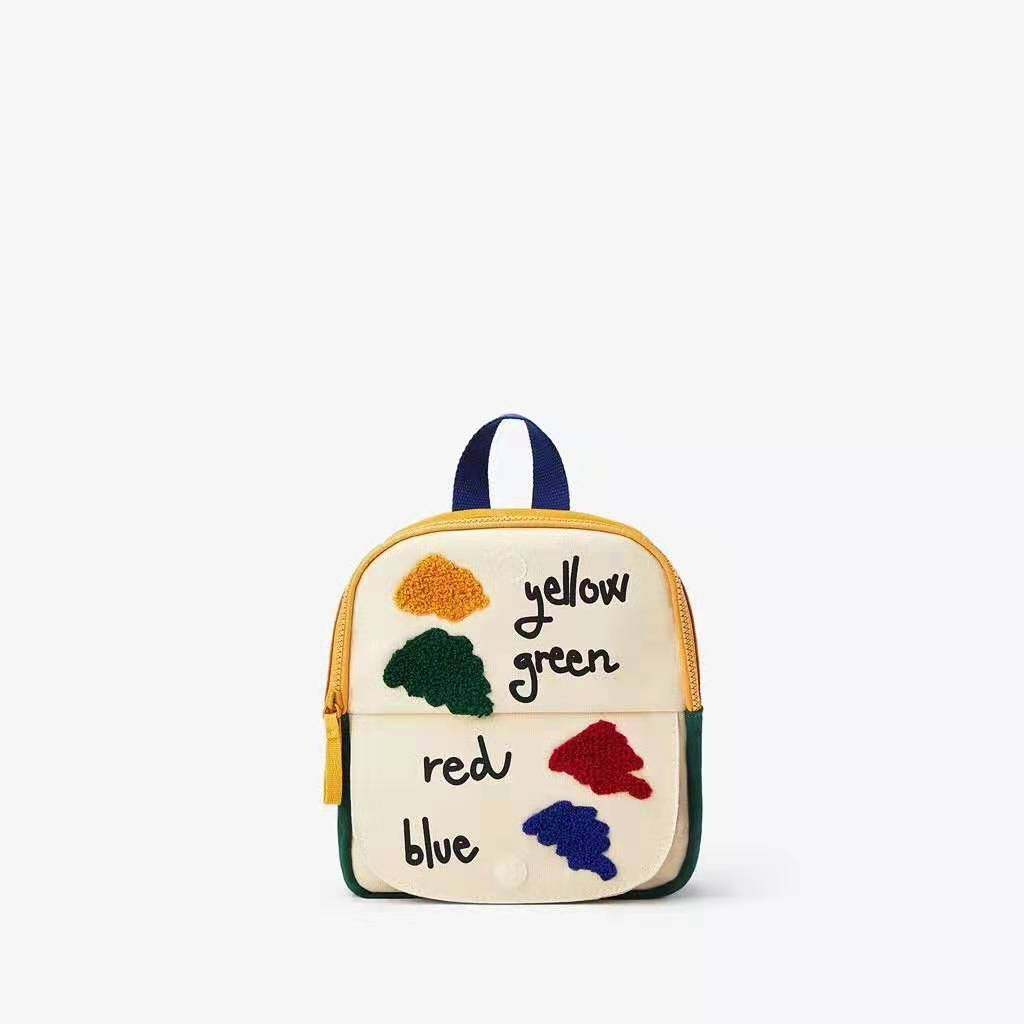 Z family splicing flip schoolbag boys and girls fun small backpack contrasting color schoolbag cute graffiti cloud backpack