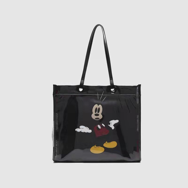 UR summer new rice QI transparent tote bag PU leather jelly large-capacity bag advanced simple ladies shoulder bag