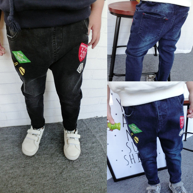 Spring-style boy Han version sleeves Jeans Baby Boy Pants Black Blue Washed Jeans Long Pants