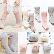 Spring and summer girls thin section with foot socks baby pure cotton butterfly knot hollowed-out mesh socks with underpants white socks dance socks