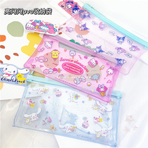 Spot Japan SANRIO Three Literns bright shiny shiny transparent PVC stationery color makeup small objects zipped to collect the bag