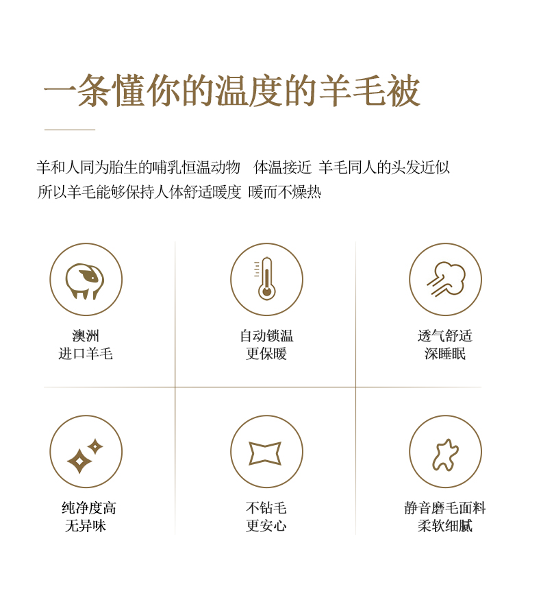 中国睡眠协会单位 唯有 澳洲进口羊毛被 填充物700g 图2