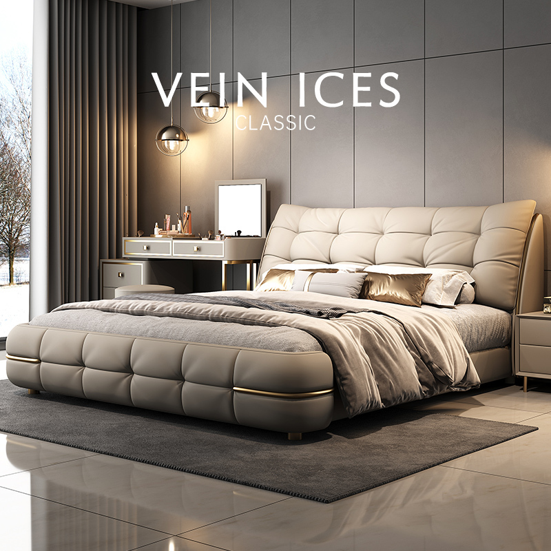 2026 New High-End Luxury Modern Minimalist Light Luxury Cream Style Button-Tufted Cloud down Leather Floor Bed 2.2m 2026 New High-End Luxury Modern Minimalist Light Luxury Cream Style Button-Tufted Cloud down Leather Floor Bed 2.2m