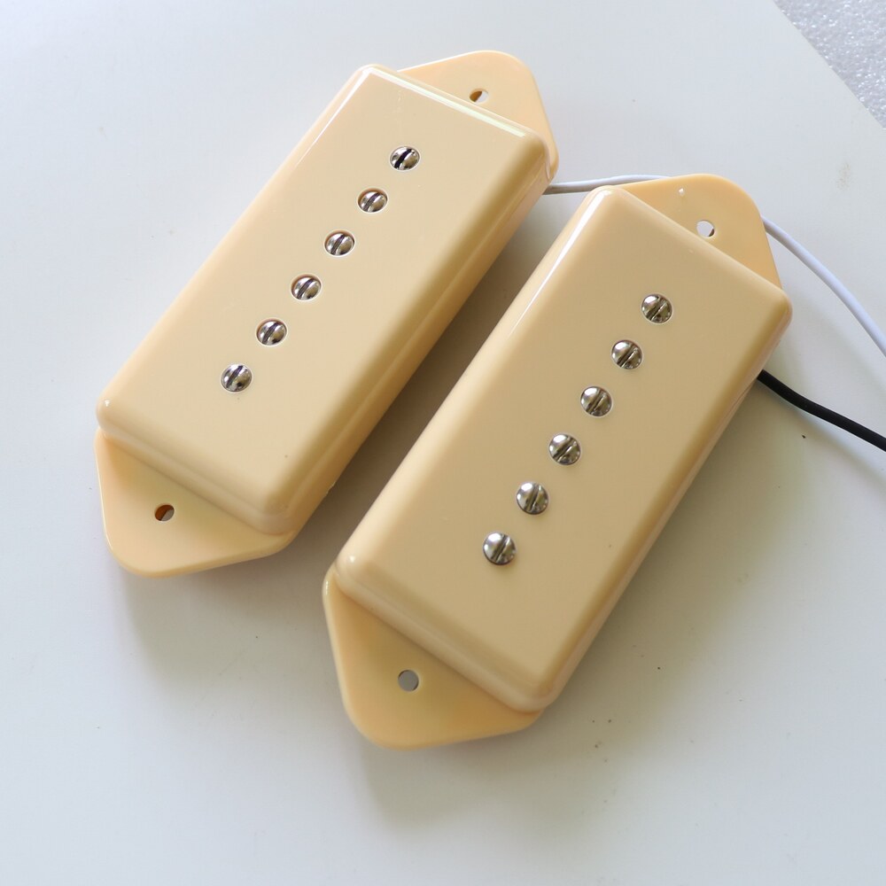 Звукосниматель 包邮东礼吉他拾音器高输出丰满的狗耳p90音色陶瓷dogear黄色一套 Donlis