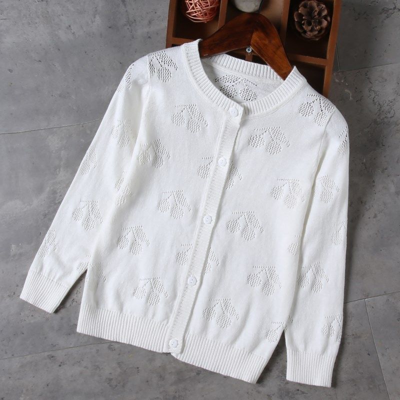 Girls Knitwear Cardigan Air Conditioning Shirts Summer Thin Sections Children's Girls Baby Outer Sunscreen Clothes Children's Coats Western Style