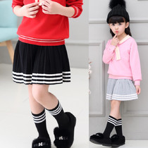 2022 new autumn clothes girls childrens middle and big childrens short skirts knitted skirts bottoming childrens wear skirts pleated skirts