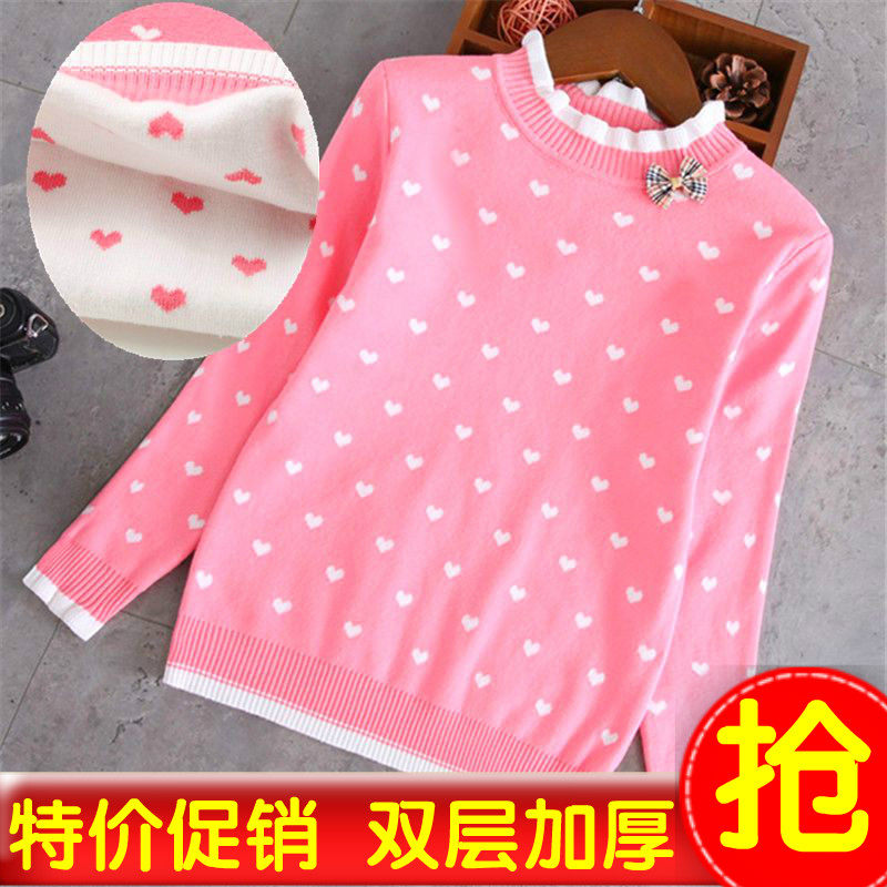 Girls' sweater thickened children's baby big boy autumn and winter double-layer half-high collar girl's bottoming shirt winter 2022 new style
