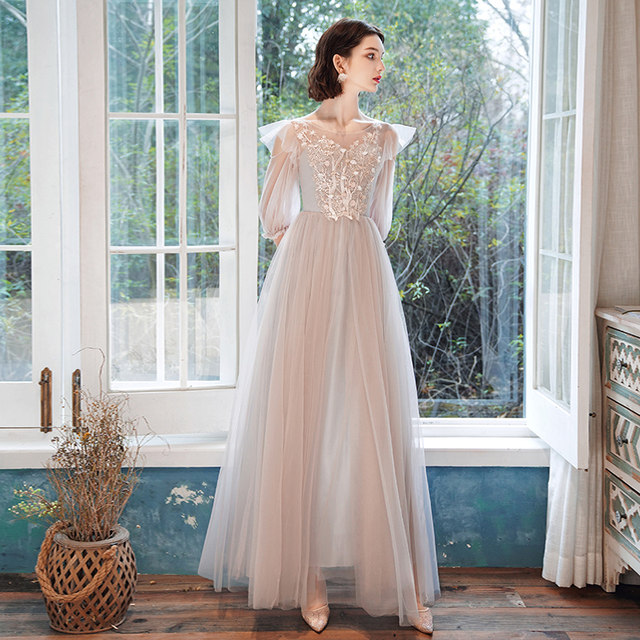 Bridesmaid dress female fairy temperament 2021 new summer long section thin bridesmaid dress dress wedding host dress