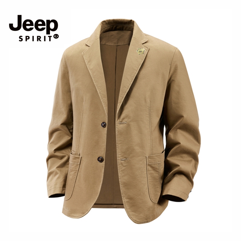 Jeep Men's Suit Jacket Pure Cotton Casual Jacket Spring and Autumn Style Formal Office Worker Slim Short Suit