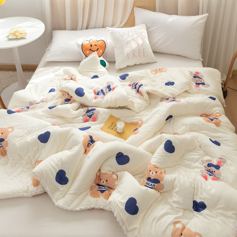 Student Dormitory Home Knit Summer Quilt Core Cute Children Summer Cool Quilt By Quilt Washable Full Cotton Quilted Quilt Air Conditioning Quilt