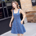 Dây đeo váy đầm nữ mùa hè 2019 mới phù hợp với thắt lưng cao phổ biến Váy denim dây đeo hai dây nữ - váy đầm váy công chúa váy đầm
