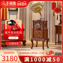 San Lina American solid wood phonograph retro vintage vinyl record player European living room sound antique record player