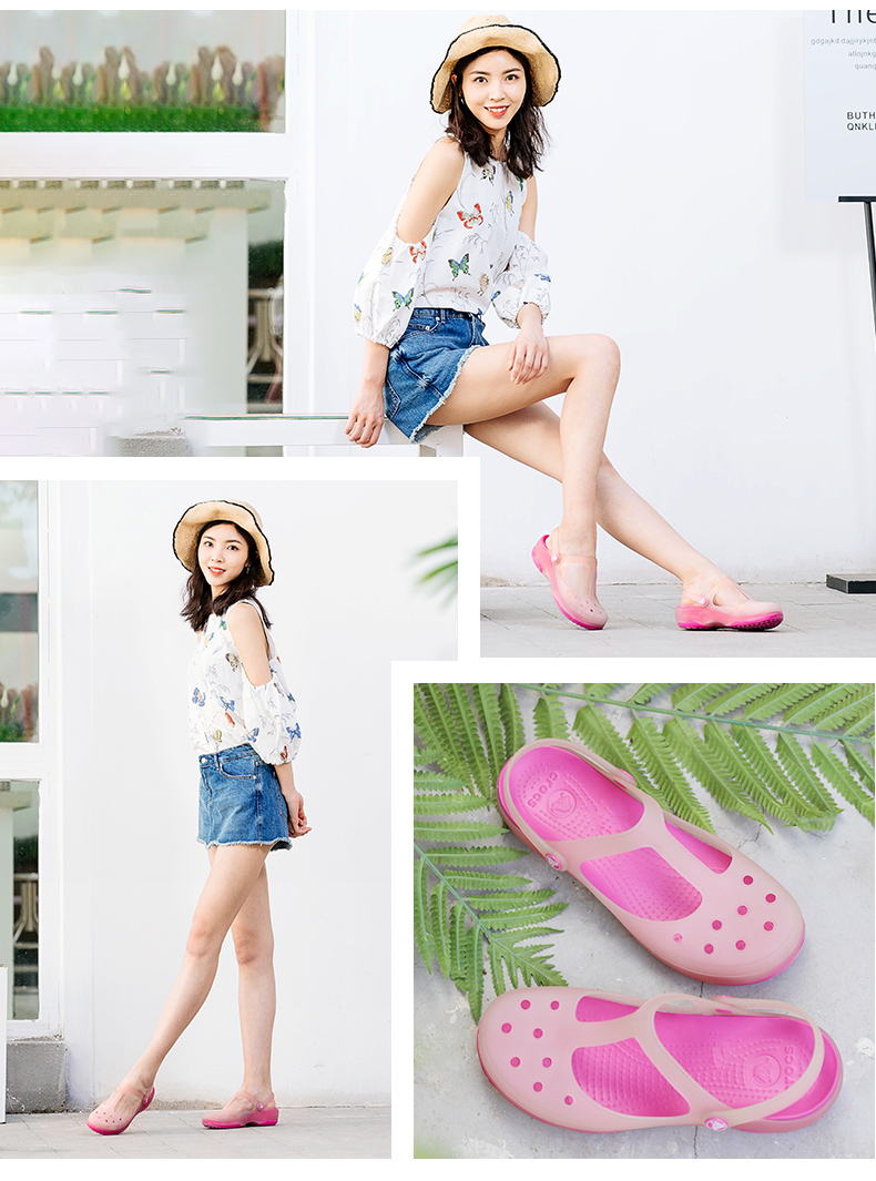 Crocs dép nữ thẻ Luo Chi giày của phụ nữ giày lỗ đáy phẳng giày bãi biển dép nữ mùa hè mặc | 11209