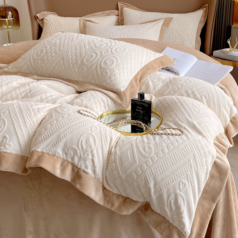 Autumn and winter bifacial thickened warm large version flower milk baby suede Chinese embroidered coral faller suede 2m-four pieces-Taobao