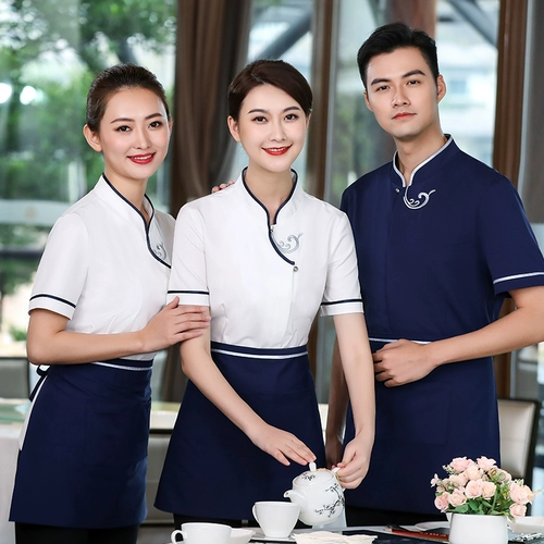 Отец-официант для отеля рабочая одежда для женского китайского ресторана с короткими рукавами