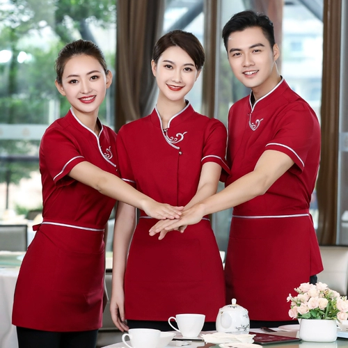 Отец-официант для отеля рабочая одежда для женского китайского ресторана с короткими рукавами