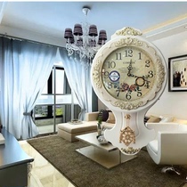 Eurostyle extravagant hanging bell pure solid wood carved quartz clock ultra muted barking machine core can swing adornment