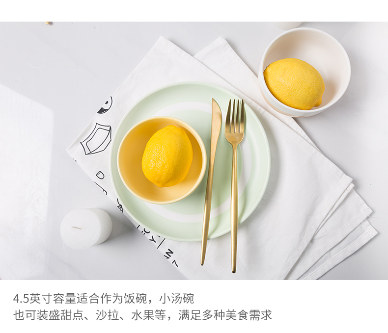 Yi Jia ăn bát gốm sứ Hàn Quốc dễ thương màu sắc đơn giản phù hợp với sáng tạo bát cơm bát thời trang bộ đồ ăn vần khay gỗ đựng đồ ăn