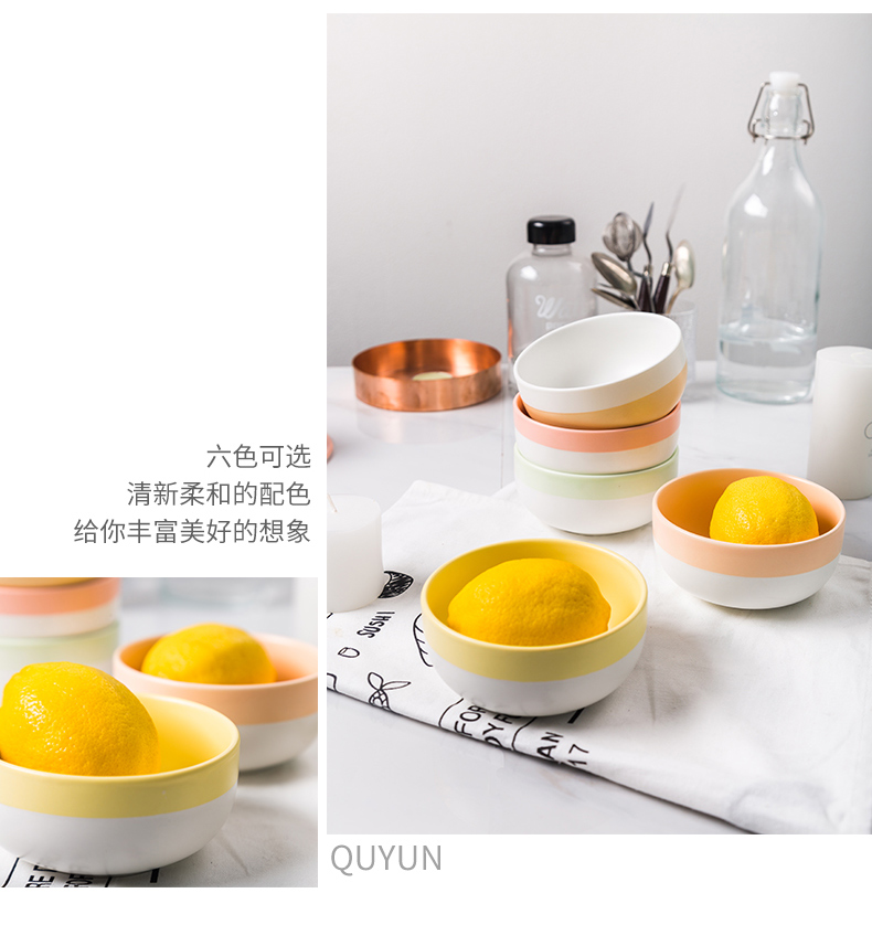 Yi Jia ăn bát gốm sứ Hàn Quốc dễ thương màu sắc đơn giản phù hợp với sáng tạo bát cơm bát thời trang bộ đồ ăn vần khay gỗ đựng đồ ăn