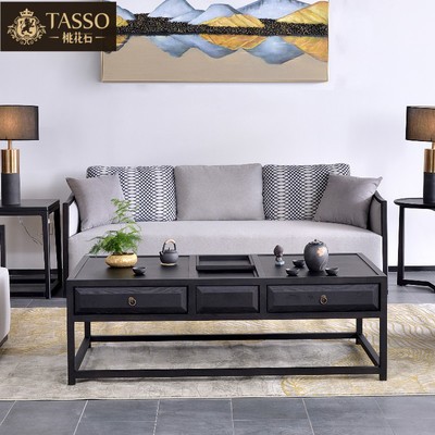 New Chinese style solid wood long coffee table simple square coffee table sample house display center model room tea table table square office hotel furniture