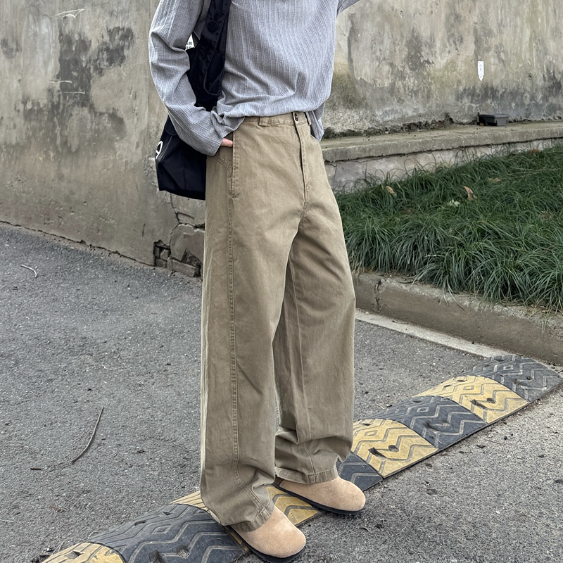 Feixingji Retro Khaki Wide-Leg Jeans Cargo Pants Men's Spring New Loose Straight Casual Pants
