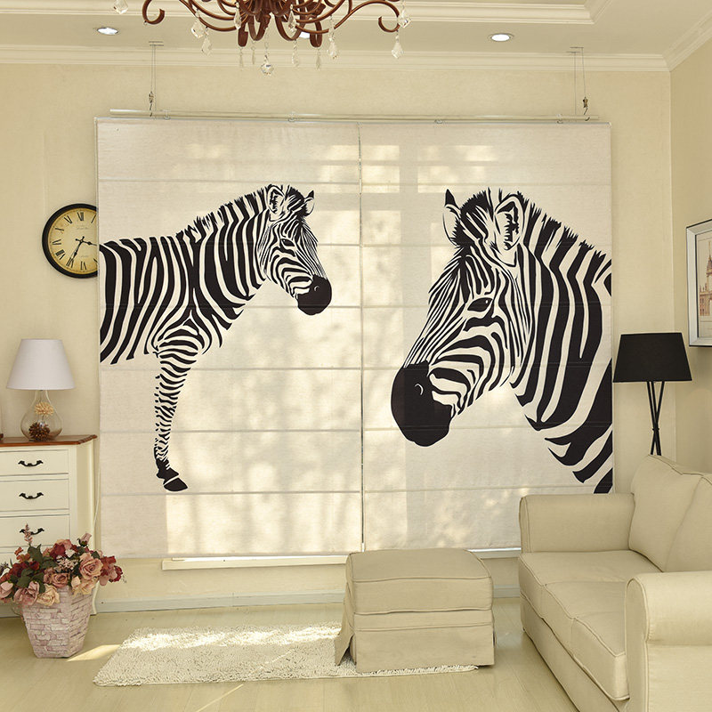 Simply modern cotton black and white zema roma curtain customized products Korean roll curtain curtain drawing room