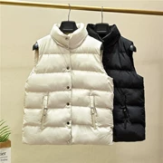 Áo vest nữ cotton ngắn đoạn 2018 thu đông mới vest mới vest vest vest cao cổ áo xuống áo khoác vest