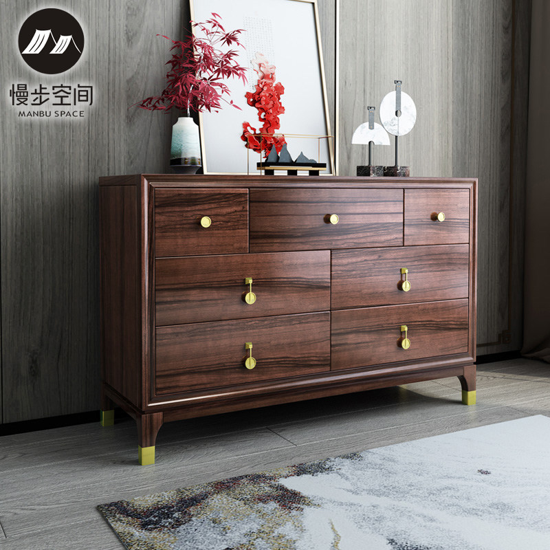 New Chinese solid wood bucket chest of drawers cabinet wall side Seven-nine bucket cabinet light lavish bedroom containing cabinet Guan Guan Living-room Containing Cabinet