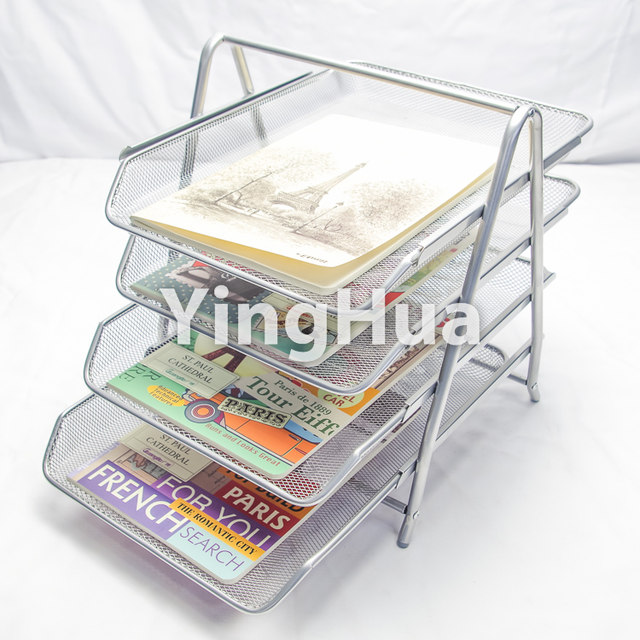 Assembled Multi-Layer File Rack Exported to Europe and the United States, Simple Metal Grid, Creative Home Office Stationery Storage and Organization