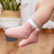 Spring Autumn Winter Summer Children Womens Bao 0-1-3-4 Year Old Korean Version Embroidery Butterfly Knot Princess Lace Floral Lace Pure Cotton Socks