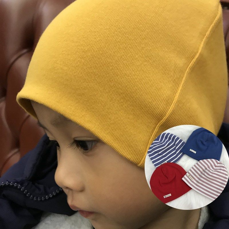 Spring, autumn and winter boys and girls 0-1-3-7 years old cotton-colored knit pullover baby baby fetal cap double-layer warm hat