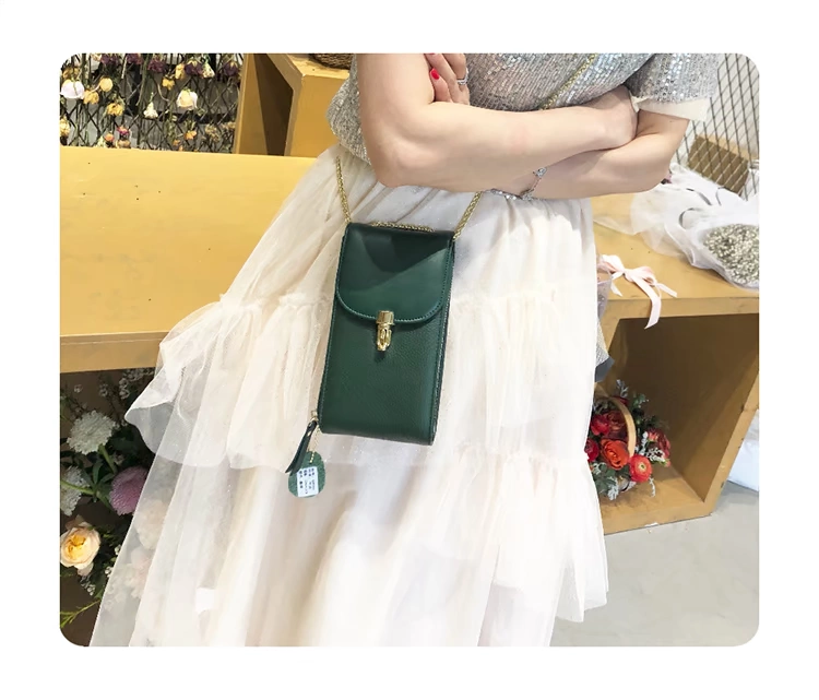 Túi da điện thoại di động nữ 2019 mini mini bag thời trang Hàn Quốc hoang dã túi đeo chéo da túi đeo chéo - Túi điện thoại