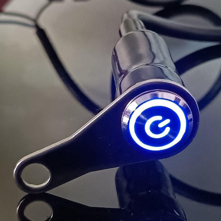 Locomotive power-off switch stainless steel bracket waterproof spotlight switch button with lamp ring rearview mirror modification switch