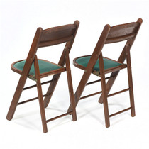 Cultural Revolution Industrial Style Old Solid Wooden Dark Green Folding Chair Shanghai Iron Furniture Simple Modern Laolaile Chess and Cards