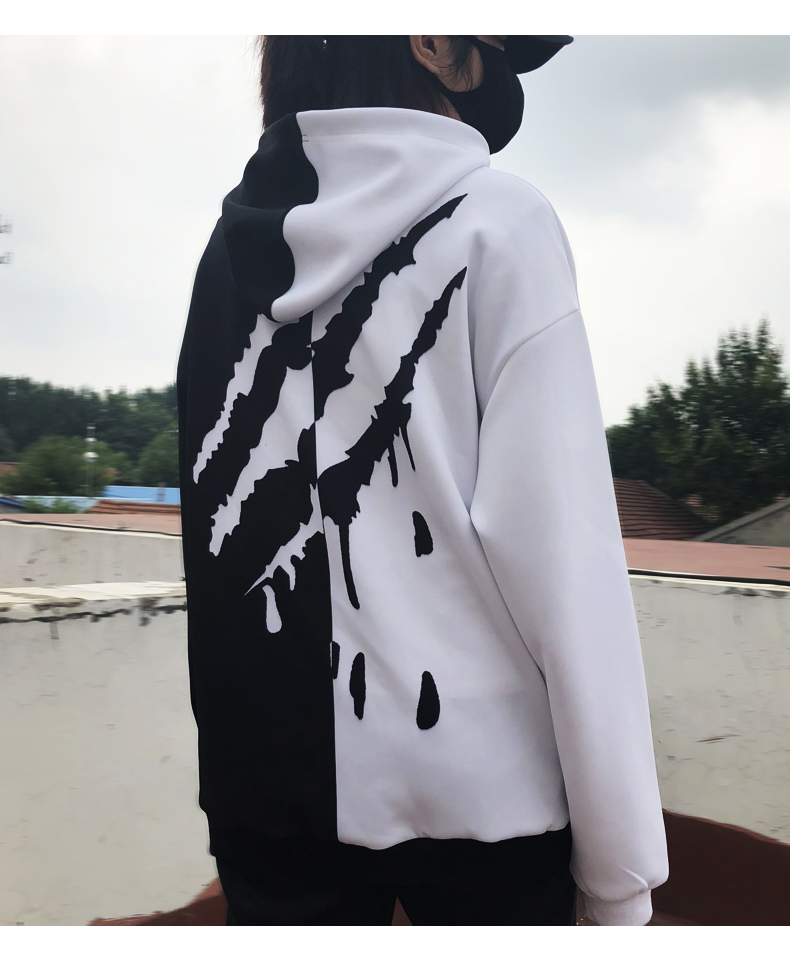Mùa xuân và mùa thu quốc gia hip hop cào áo máu vuốt áo len BF gió những người yêu thích áo len trùm đầu cộng với nhung kích thước lớn áo hoodie màu xanh dương