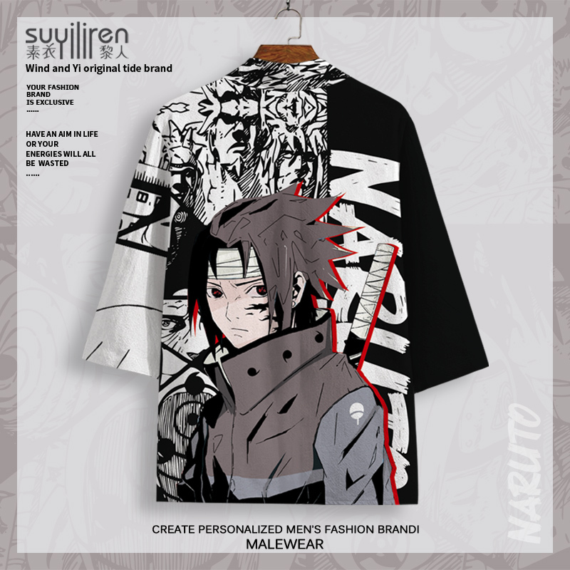 2025 New Style Men's Naruto Cosplay Thin Cardigan Shirt Youth Cape Jacket