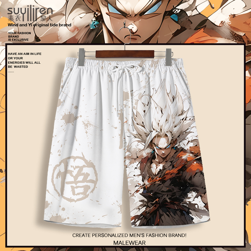 Anime Merchandise Men's Shorts Dragon Ball Goku Collaboration Print Cosplay Shorts Sports Casual Large Size Beach Shorts