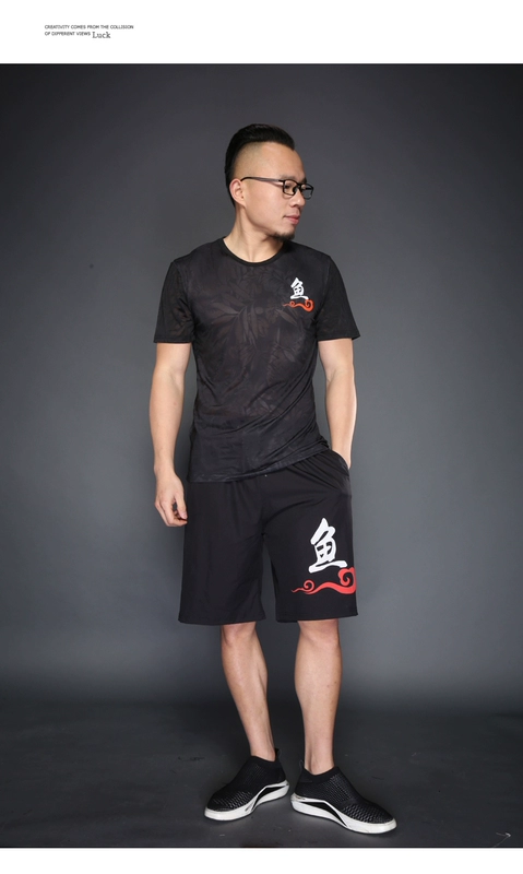 Trăm tên gia đình tên văn bản tùy chỉnh chữ Trung Quốc in quần short cỡ lớn quần năm điểm quần lớn quần thể thao nam