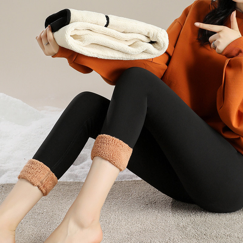 Shark Pants Plus Suede Inner Lap Pants Woman External Wearing Autumn Winter Thickened Close-up Hip Pants Tight Fit Elastic Large Size Dress Warm Pants