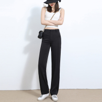 Suit pants womens straight tube thin spring and autumn 2021 New wide leg pants high waist drop feel mopping black pants autumn and winter