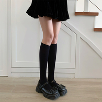Black jk uniform velvet calf socks lolita white semi-cut cylinder over knee long tube opaque meat socks summer thin