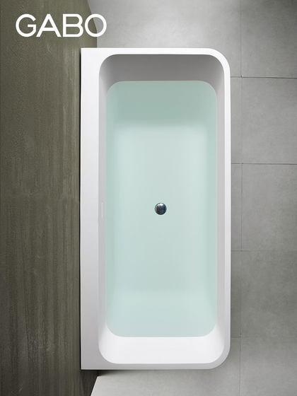 观博GABO 高分子人造石单裙边浴缸家用成人浴盆1.6米泡澡浴池K209