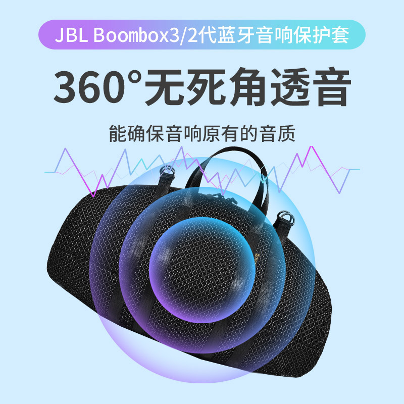 Suitable for Jbl Boombox3 Music Warrior 3Rd and 2Nd Generation Bluetooth Speaker Protective Cover Thickened Sound-Transmitting Storage Bag