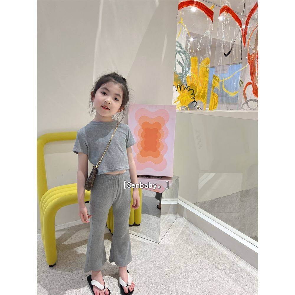 Girls short-sleeved pants suit 2022 summer new Korean version of the baby girl casual two-piece children's clothing nine-point pants