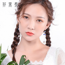 Very often Thai cloisonne 925 silver earrings tassel long earrings female Hetian Jade temperament personality retro earrings