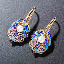 Very Tai S925 Silver Phoenix cloisonne artificial freshwater pearl earrings ladies retro Chinese style jewelry